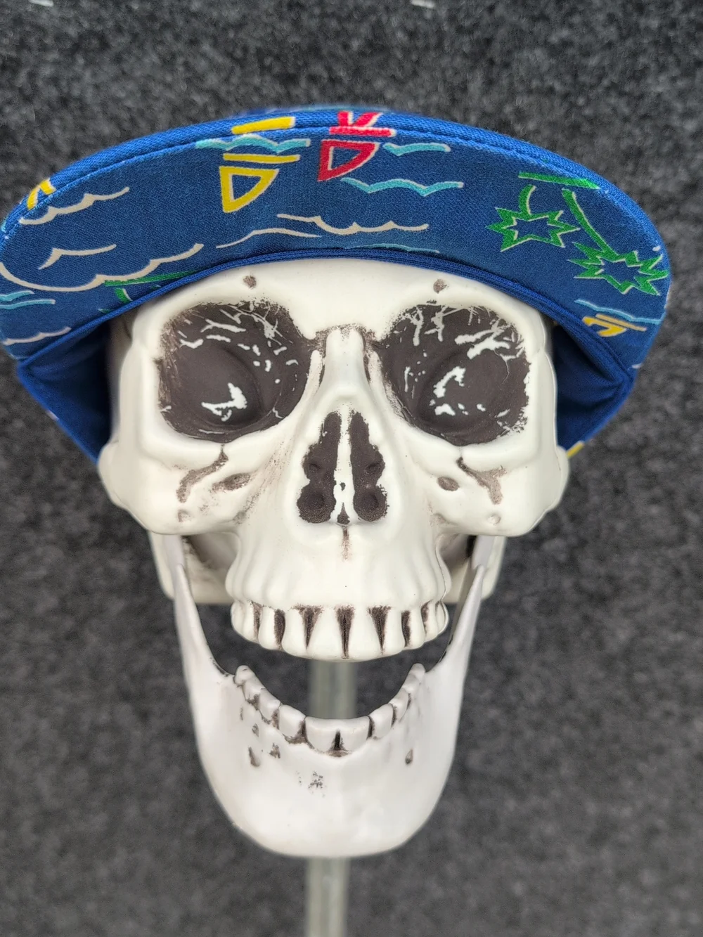 OshKosh B'gosh Neon Blue Kids Snapback Hat - Ocean Star Sailboat Waves Print USA